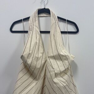 Banana Republic Cream Striped Halter Top